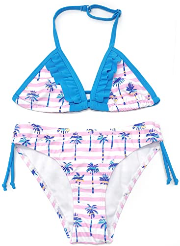 Image of SHEKINI Girls Swimwear Halter Triangle Bikini Set Ruffled Hawaii Beach Sport Two Piece Swimsuits