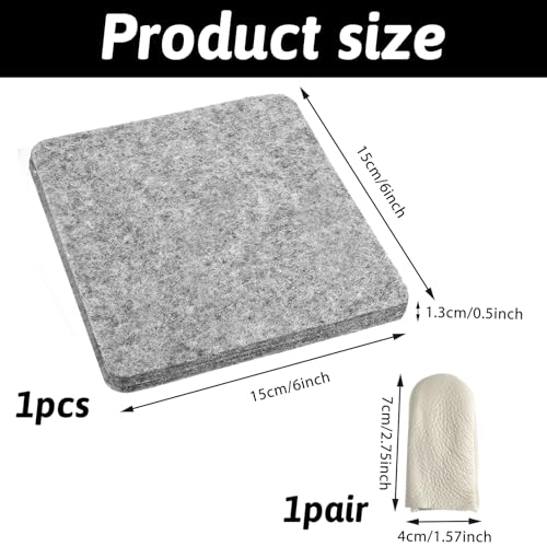 Needle Felting Pad, Needle Felting Mat, 6×6 in Grey Sponge Pad with 1pair Finger Sleeves for Any Wool Feltings Supplies