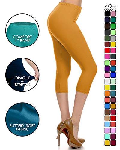 Image of Leggings Depot Women's High Waist Leggings Soft 1 inch Waistband Solid Pants - Regular, Plus, 1X3X, 3X5X