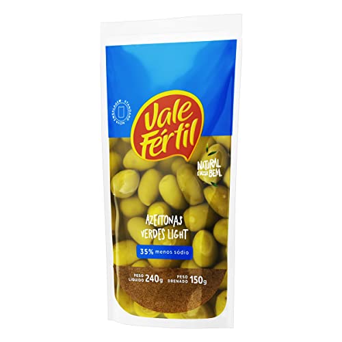 Azeitona Verde em Conserva Light Vale Fértil Sachê 150g, Pequeno