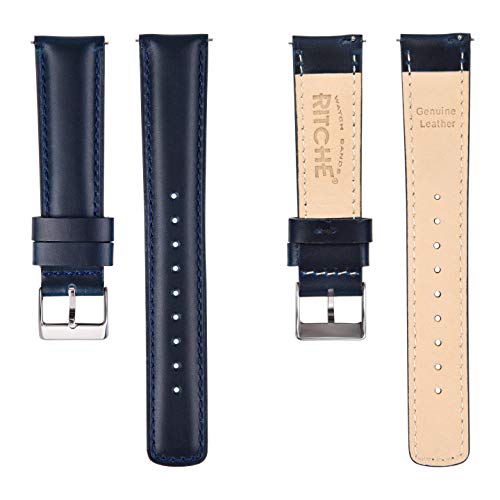 Ritche Genuine 20Mm Leather Watch Band For Omega X Swatch Moonswatch Classic Vintage Quick Release Watch Bands For Men Women Compatible With Timex Easy Reader 38Mm / Seiko Sarb017 / Citizen Bn0150-28E / Samsung Galaxy 3 41Mm / Huawei Gt2 42Mm Watch Strap #TOP4