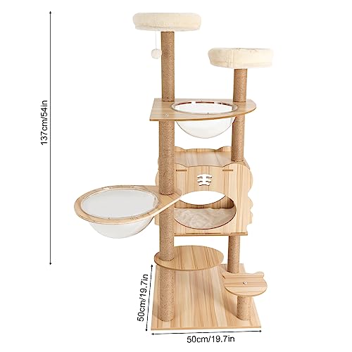 Torre para gatos de MDF 54 pulgadas multi-niveles marrón miniatura 4