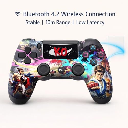 Image of Maizic Smarthome Funetic Fighting Game Themed Wireless Bluetooth P4 Controller | Dual Vibration, Turbo | Type-C Fast Charging, 10Hr Battery | Compatible with PS4 /Pro /Slim, PC & Smartphones