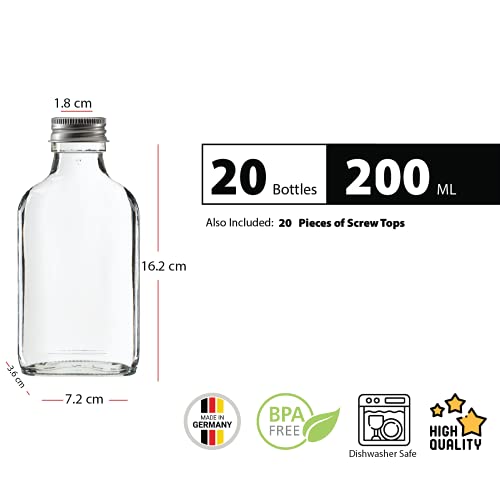 slkfactory 20 Bouteilles en Verre vides, 200 ML - avec Bouchon à Visser - Liqueur, Alcool, Bouteilles de vinaigre, Bouteilles d’Huile, Petites Bouteilles de jus avec Bouchon, Hauteur 15,5 cm - Image 3