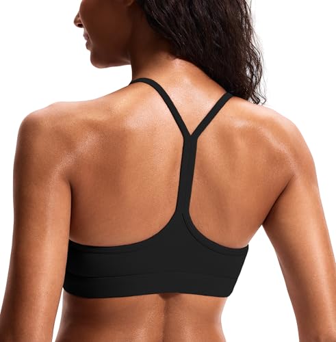 Sports Bras for Women Workout Tops Open Back Racerback Padded Athletic Yoga Bra Basic Wireless Bra Black