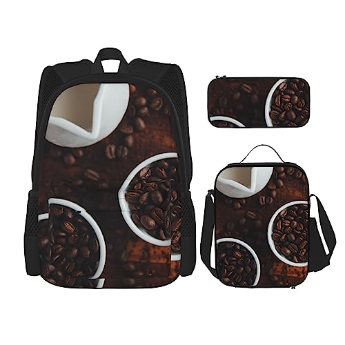 Sac à dos de voyage noir avec compartiment déjeuner - Lot de 3 sacs légers