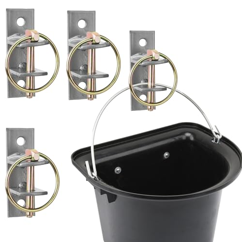 HDYEGY 4 Pcs Water Bucket Hook with Pin Heavy Duty Wall Mounted Equestrian Bucket Hooks Hangers for Horse Stall Stable Barn