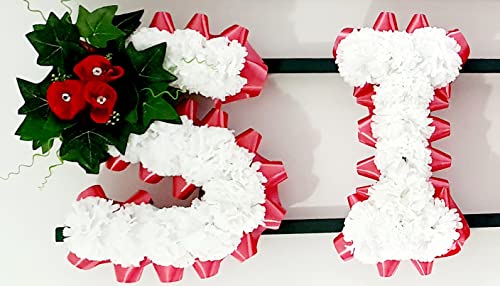 Artificial Silk Funeral Flower Two 2 Letter Name Tribute Wreath Memorial