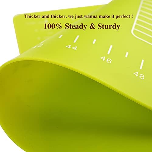 Super-Thick Silicone Baking Mat, Non-Stick Large Pastry Rolling Mat, 64*45cm Non-Slip Soft Kitchen Sheet with Dough Scraper, Folding Cooking Board for Kneading, Cookies, Bread, Cupcake, Pizza