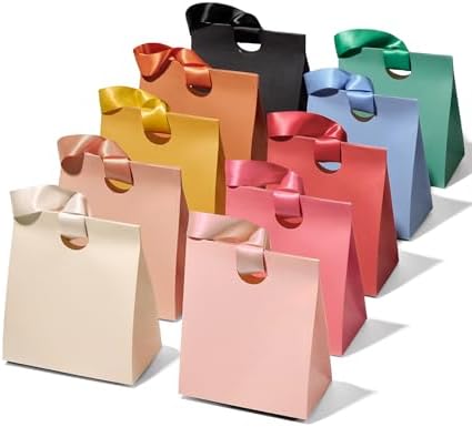 Vitalizart Paper Gift Bags With Ribbon Handles Set of 10 Assorted...