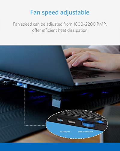 Lamicall Laptop Cooling Pad, Laptop Cooler : Portable Slim Laptop Cooling Stand Holder Riser With 5 Fans Compatible With Macbook Air Pro Dell Xps Hp Alienware Laptop Notebooks Up To 15.6 Inch #TOP2