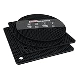 NICESOPIN 4 Pack Silicone Pot Holders & Hot Pads - Heat Resistant Non-Slip Mats for Kitchen Countertops, Trivets for Hot Dishes, Dishwasher Safe & BPA-Free (Black)