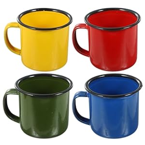 Lurrose 4pcs Enamel Mug Country Rustic Mug Enamel Tin Cup Metal Enamel Coffee Mugs Enamel Wine Mug Serving Cup Camping Cups Espresso Grounds Water Drinking Cup Household Office Random Color