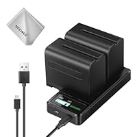 NEEWER 2 STK. NP-F970 7800mAh Ersatzakkus mit Ladegerät/Reinigungstuch, Kompatibel mit Sony NP-F970 F960 F950 F770 F750 F570 F550 FX3 FX30 A7 Canon R5 Nikon Z8 Kameras, für Handycam LED Licht