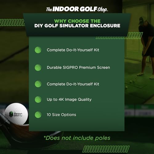 DIY Golf Simulator Enclosure - Easy-Setup Golf Simulators For Home Include SIGPRO Premium Screen, Enclosure Surround, Protective Foam Padding, and More - For Quality Golf Practice, 12’10” x 9’10” x 5’ - Thumbnail 4