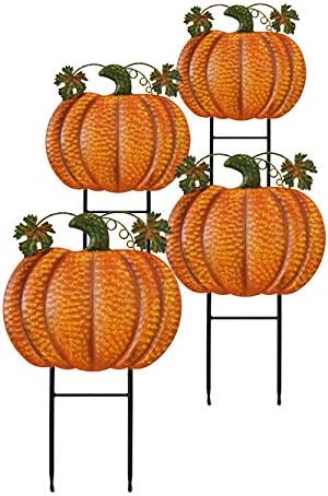 Land & Sea Small Classic Metal Pumpkin Yard Art Sculptures, Pack of 4