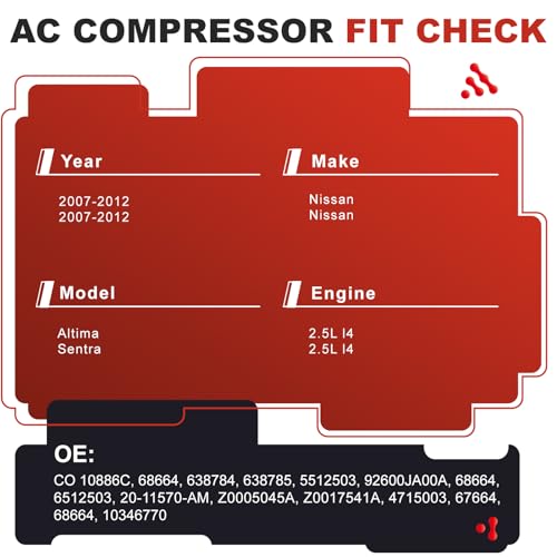 NTLTPYY AC Compressor for Nissan Altima Sentra 2.5L L4 2007-2012 CO 10886C — view 2