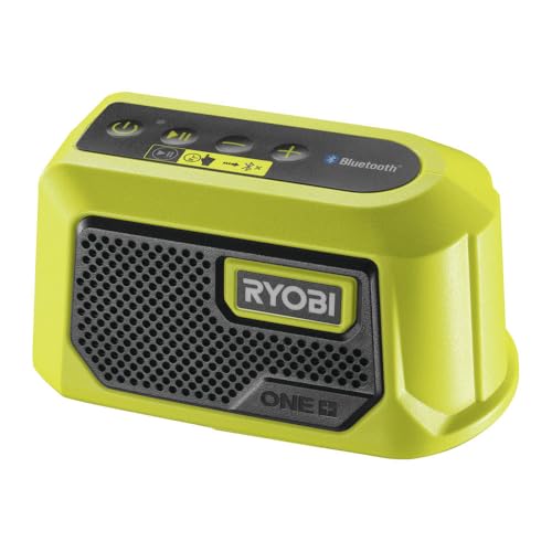 RYOBI - Radio Chargeur sans Fil 18V One+ RBTM18-0 – Bluetooth 25m, 100% Nomade, Haut-Parleur 5 W – Batterie Non Incluse
