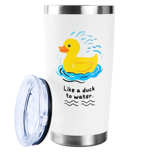 TOONGEEN Duck Gifts for Women, Novelty Duck Themed Gifts for Ducks Lovers, Cute 20oz Large Capacity Stainless Steel Coffee Mug with Lid for Birthday Christmas