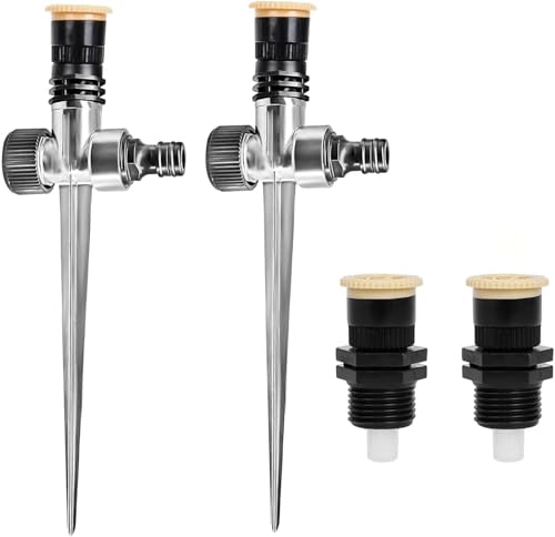 2pcs Gartensprenger, 360°Rasensprenger,Automatischer Sprinkler, Einstellbar Metall Erdspieß Garten Sprühregner,für Rasen Pflanzen Gemüse Blumen Garten