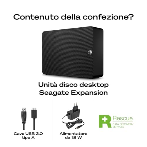 Seagate Expansion Desktop 6TB, Hard disk esterno, 3.5", USB 3.0, Data Rescue Service (STKP6000400) - 4
