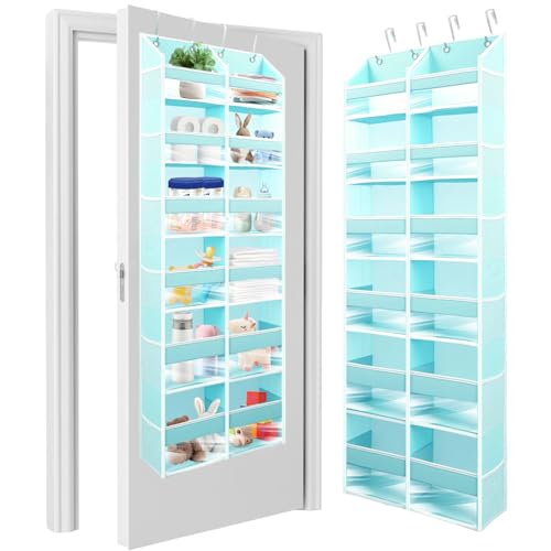 Image of HOMELUX THEORY UPGRADED 6 Tiers Over The Door Organizer Hanging - 100D EXTRA THICK & 50lbs HUGE CAPACITY, 12 Side Mesh Pockets Over The Door Shoe Organizer, Hanging Closet Organizer (Baby Blue, XL)