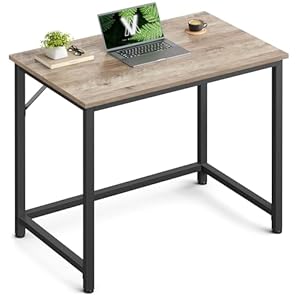 VASAGLE Computer Desk, Office Desk, 80 x 50 x 76 cm, for Study, Bedroom, Living Room, Heather Greige and Ink Black LWD038B02