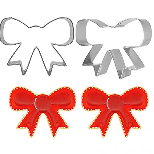 Fopytu Cortadores De Galletas Bowknot, 2 Pcs Forma De Corbata De Lazo Moldes De Acero Inoxidable para Galletas para Hornear Cocina Halloween Cortadores De Galletas De Navidad