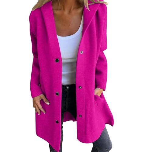Women's Winter Coats Single Breasted Pea Coat Dressy Lapel Hooded Jacket Long Trench Coat Overcoat Outerwear2