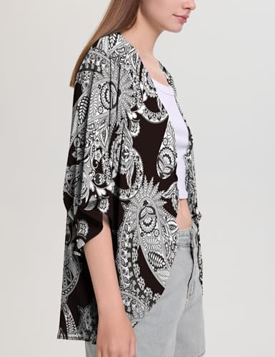 Image of Chunoy Women Short Sleeve Chiffon Kimono Beach Swimsuit Cover Up