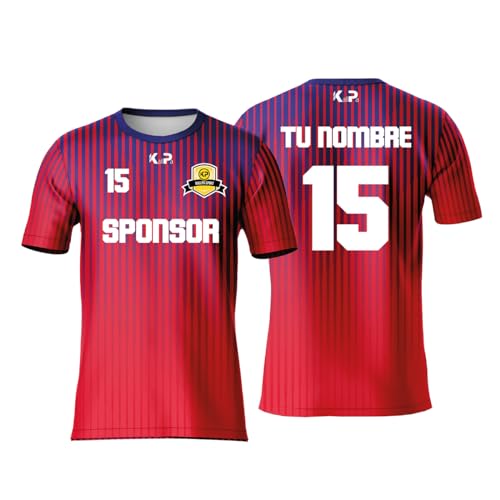 KALLPA Sport Camiseta de fútbol Personalizada. Niños y Adultos. 100% sublimación. Solo Camiseta. Personaliza con tu Nombre, Escudo, número y Sponsor. Varios Modelos. (Modelo 9)
