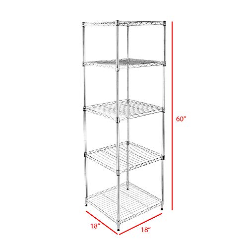 Apollo Hardware Chrome 5-Shelf Wire Shelving With Liners 18"X18"X60" #TOP1
