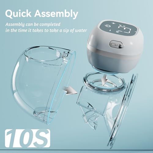 Wearable Breast Pump (ABP-1306),3 Modes 9 Levels with LED Dispaly, Low Noise Painless Rechargeable Wireless Electrical W/ 21MM Flanges