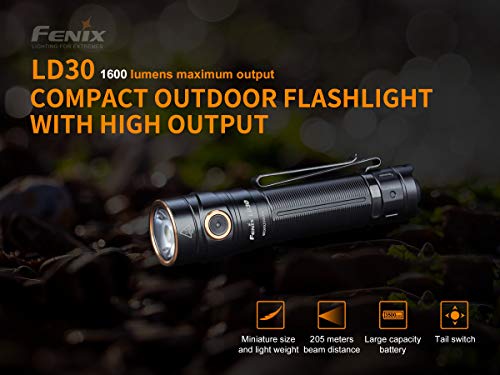 Edisonbright Fenix Ld30 1600 Lumen Led Tactical Flashlight, 2 X 3400Mah Rechargeable Battery Battery Carry Case Bundle #TOP1