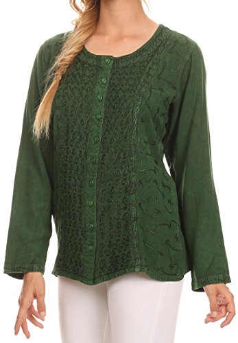 Sakkas Fedella Deep Scoop Neck Long Sleeve Blouse Top with Adjustable Back Straps4