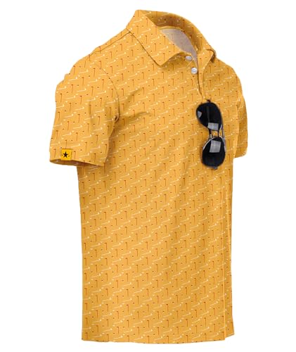 Image of ZITY Mens Golf Polo Shirts Short Sleeve UPF 50+ Performance Moisture Wicking Print Pattern Casual Collared Golf Shirt for Men
