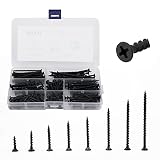 XOOL 200PCS Drywall Screws #7 Coarse Thread Sharp Point Self Tapping Screws Assortment Kit Black, Ca