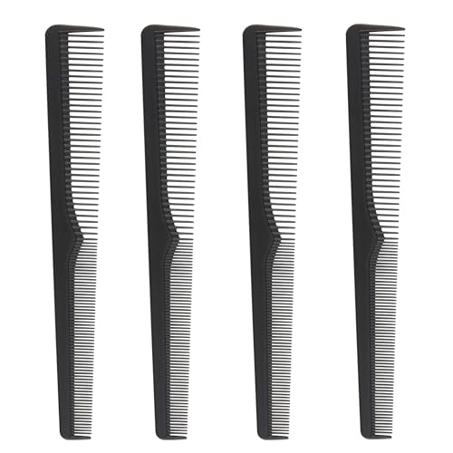 Premium Carbon Fiber Barber Combs - 4 Pack - Heat Resistant Barbers Comb 7.3 Inch - Ideal for Home and Professional Use Taper