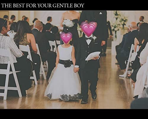 Kids Suit For Boy Formal Wedding Dress Gray Blazer Pants Shirt And Black Tie Size 14 #TOP6