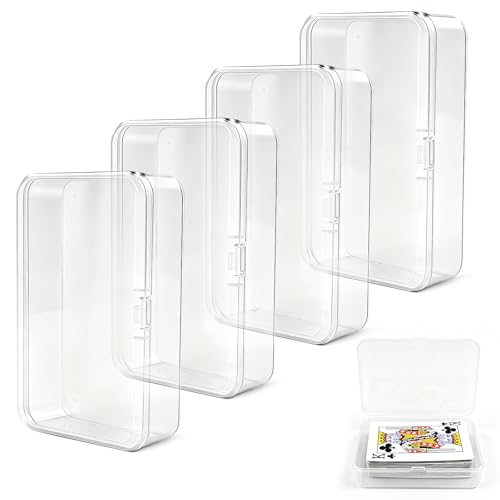 4 Pack Clear Plastic Blank Card Case Snap Button Playing Card Storage Box
