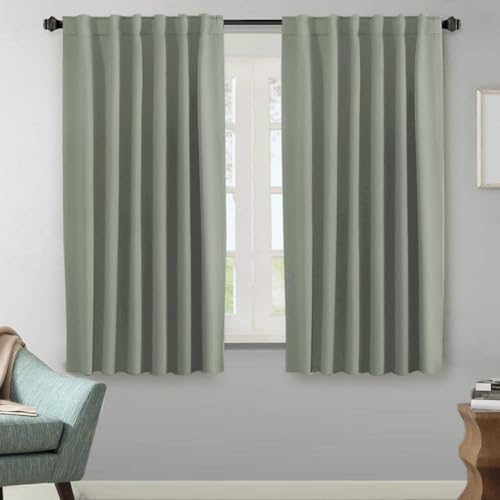 Image of H.VERSAILTEX Blackout Curtains Thermal Insulated Window Treatment Panels Room Darkening Blackout Drapes for Living Room Back Tab /Rod Pocket Bedroom Draperies (2 Panels, Sea Grass, 52 x 63 Inch)