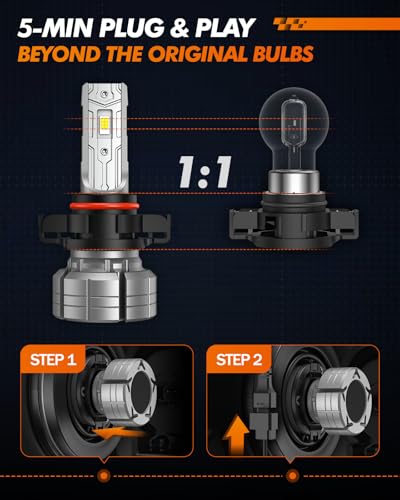 Image of SEALIGHT 5202 LED Fog Light Bulbs, 12000LM 24W Strong Penetration 5202 5201 PS19W PS24W Fog Lights LED Bulb, 6500k Cool White 5530 CSP Chips, IP68 Waterproof Plug and Play, Pack of 2