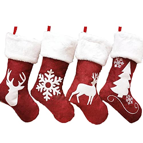 Cnkeeo Christmas New Candy Bag Knitted Christmas Stocking Elk Snowflake Christmas Stocking Wall-Montado Christmas Home Decoration Cover