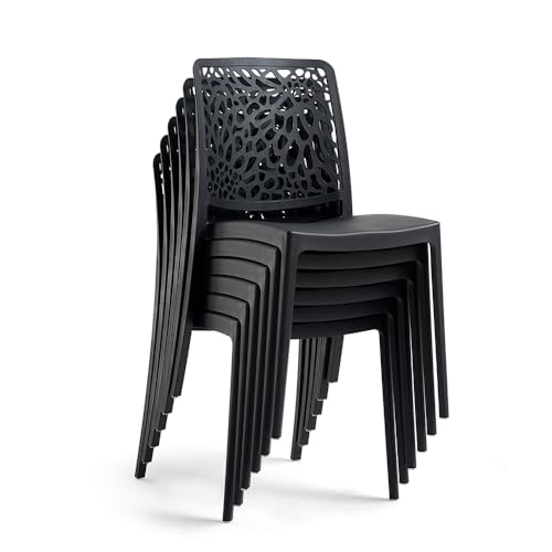 SIEDITI FUORI E DENTRO Chaises de Jardin en polypropylène avec Fibre de Verre, chaises empilables pour extérieur ou intérieur, Design Moderne et Naturel - Sole (6 chaises, Noir Anthracite) – vue 5