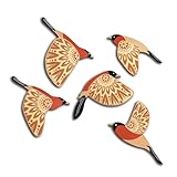 Vumyhuby 5 Pcs Orange Wooden Bird Wall Art | Rustic Folk Art Wall Decor for Indoor Use | Handcrafted Wood Flying Birds Wall Hangings for Living Room, Bedroom, Kitchen, Office | Scandinavian Home Decor Gift