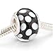 Beadaholique Lampwork Bead Murano Style Glass Fits Pandora, 14mm, Black with White Dots