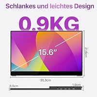 cocopar Portable Monitor 15.6 Zoll 1080P FHD 90% sRGB Mobiler Bildschirm Lautsprecher HDMI USB-C Tragbarer Monitor für Laptop MacBook Surface PC Xbox PS4/5, VESA montierbar mit Touchscreen – Ansicht 8