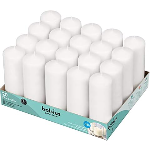 Bolsius White Pillar Candles – 2x6 Unscented Candle Set of 20 – Dripless, Smokeless, and Clean Burning Household Dinner Candles – Perfect for Weddings, Parties, Dinners – 20 Decorative Candles Cover