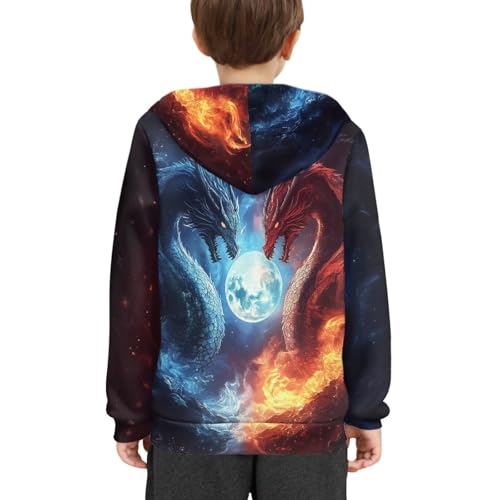 Image of WELLFLYHOM Boys Hooded Sweatshirts Hoodie Pullover Cool Graphic Crewneck Blouses Size 6-16