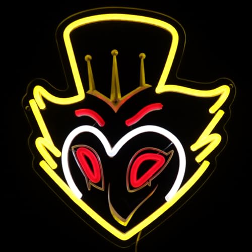 ASDGGBL Hellva Neon Anime Stolas Demon Neon Sign, Dimmable USB Powered Light for Wall Decor, Cartoon Owl Neon for Bedroom, Game Room, Living Room, Party Decoration, Gift for Anime Fans
